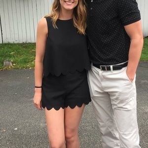 Boutique black scallop romper